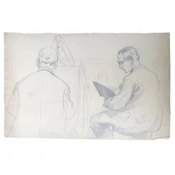 Vintage Evert Rabbers Portrait Drawing 20