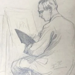 Vintage Evert Rabbers Portrait Drawing 20