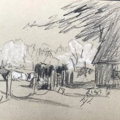 Vintage Evert Rabbers Cow Drawing 41