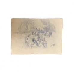 Vintage Art & Objects Evert Rabbers Cow Drawing 42