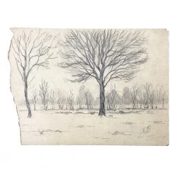 Vintage Evert Rabbers Landscape Drawing 32 Art & Objects