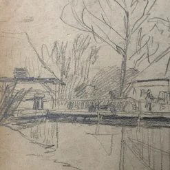 Vintage Evert Rabbers Landscape Drawing 33