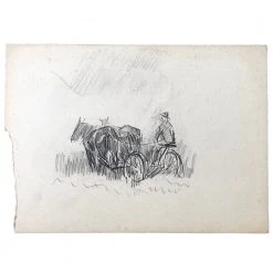 Vintage Art & Objects Evert Rabbers Cow Drawing 45