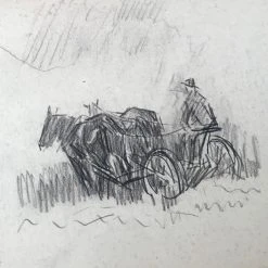 Vintage Art & Objects Evert Rabbers Cow Drawing 45