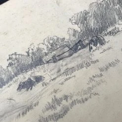 Vintage Art & Objects Evert Rabbers Landscape Drawing 37