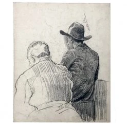 Vintage Evert Rabbers Portrait Drawing 33