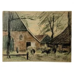 Vintage Evert Rabbers Farm Drawing 55
