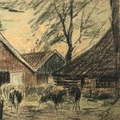 Vintage Evert Rabbers Farm Drawing 55