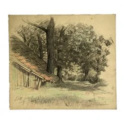 Vintage Evert Rabbers Landscape Drawing 41