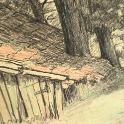 Vintage Evert Rabbers Landscape Drawing 41