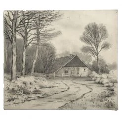 Vintage Evert Rabbers Landscape Drawing 44 Art & Objects