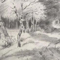 Vintage Art & Objects Evert Rabbers Landscape Drawing 45