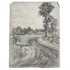 Vintage Evert Rabbers Landscape Drawing 46