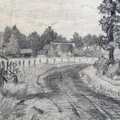 Vintage Evert Rabbers Landscape Drawing 46