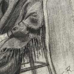 Vintage Art & Objects Evert Rabbers Portrait Drawing 35