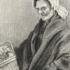 Vintage Art & Objects Evert Rabbers Portrait Drawing 35