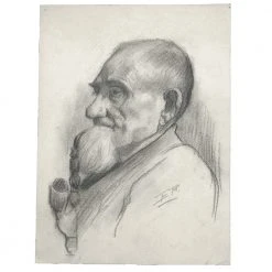 Vintage Evert Rabbers Portrait Drawing 36