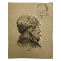 Vintage Art & Objects Evert Rabbers Portrait Drawing 37