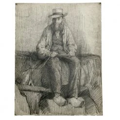 Vintage Evert Rabbers Portrait Drawing 39