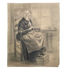 Vintage Evert Rabbers Portrait Drawing 43