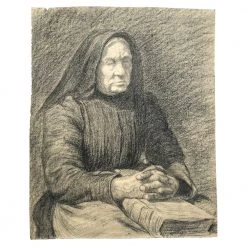 Vintage Art & Objects Evert Rabbers Portrait Drawing 45