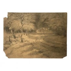 Vintage Art & Objects Evert Rabbers Landscape Drawing 55