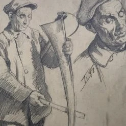 Vintage Art & Objects Evert Rabbers Portrait Drawing 51