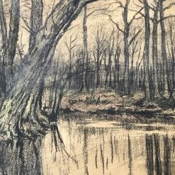 Vintage Art & Objects Evert Rabbers Landscape Drawing 57