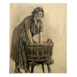 Vintage Art & Objects Evert Rabbers Portrait Drawing 52