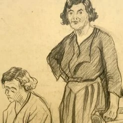 Vintage Evert Rabbers Portrait Drawing 53