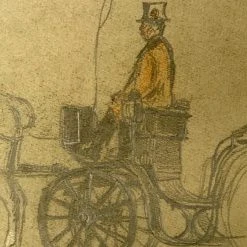 Vintage Art & Objects Evert Rabbers Horse And Carriage Drawing 58