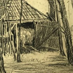 Vintage Art & Objects Evert Rabbers Landscape Drawing 60