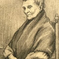 Vintage Evert Rabbers Portrait Drawing 54