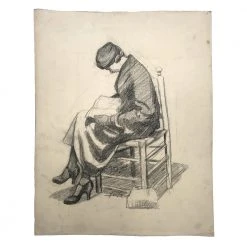 Vintage Evert Rabbers Portrait Drawing 56