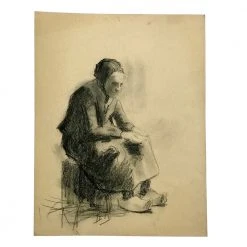 Vintage Evert Rabbers Portrait Drawing 66 Art & Objects