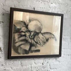Vintage 19th Century Framed Poodle Portrait Art & Objects