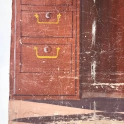 Vintage Art & Objects Late 19th Century Painted Bank Backdrop