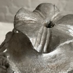 Vintage 19th Century Silver Leafed Gold Finial Pair Candlestick Holders