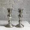 Vintage Pair Of 19th Century Mercury Glass Candlesticks (A) Dining & Tabletop