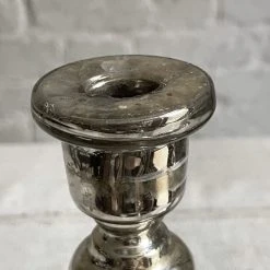 Vintage Pair Of 19th Century Mercury Glass Candlesticks (A) Dining & Tabletop