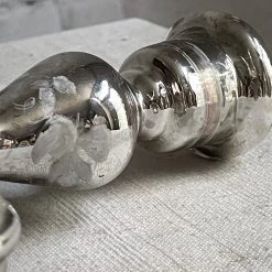 Vintage Pair Of 19th Century Mercury Glass Candlesticks (A) Dining & Tabletop