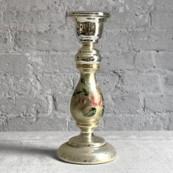 Vintage 19th Century Mercury Glass Candlestick Dining & Tabletop