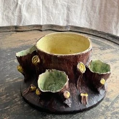 Vintage 19th Century French Majolica Tree Trunk Bowl