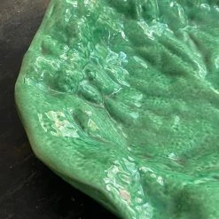 Vintage Antique French Majolica Cabbage Leaf Platter