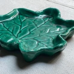 Vintage Dining & Tabletop Antique French Majolica Leaf Dish
