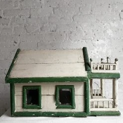 Vintage & Antiques Vintage Green Folk Art Cabin