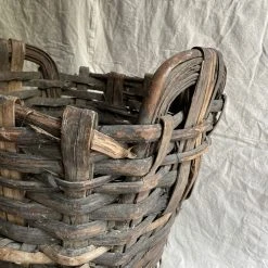 Vintage 19th Century Large Woven Harvest Basket (# 4) Pouches & Totes