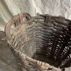 Vintage 19th Century Large Woven Harvest Basket (# 4) Pouches & Totes