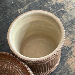 Vintage 19th Century French Lidded Majolica Container