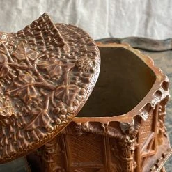 Vintage 19th Century French Lidded Majolica Container Dining & Tabletop